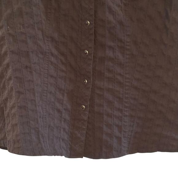 Vintage Faded Glory Size Medium Black Pearl Snap Short Sleeve Western Blouse - Picture 4 of 8